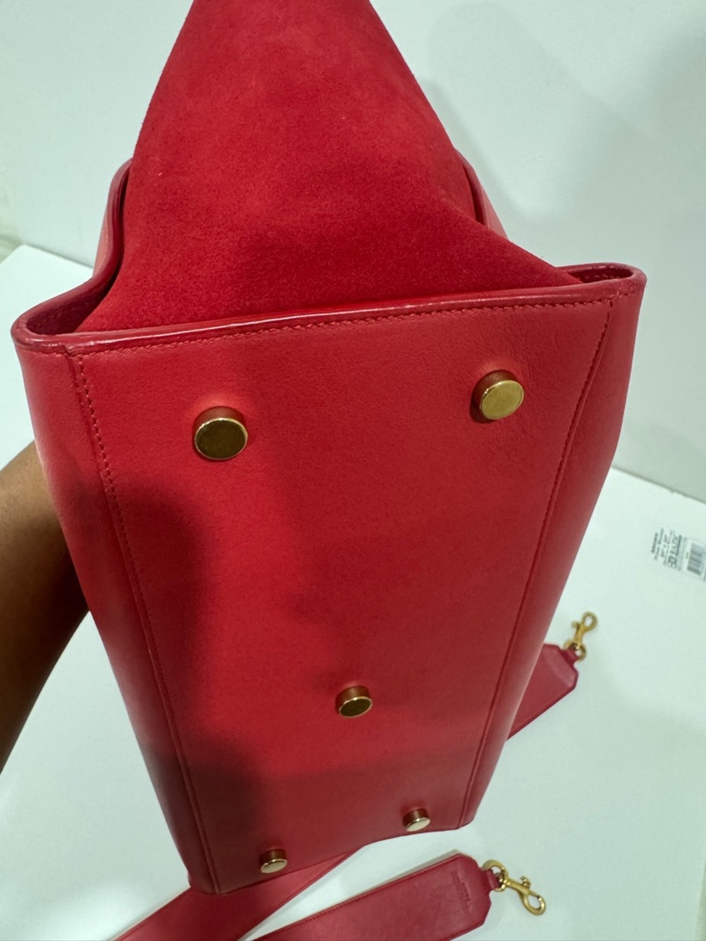 Saint Laurent Red Downtown Cabas Leather Bag, with Gold YSL Hardware - Picture 8 of 12